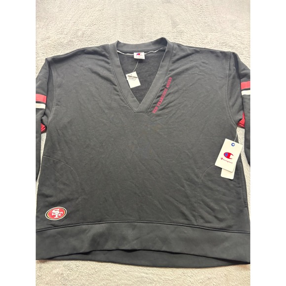 Champion Other - Champion San Francisco 49ers Mens V-Neck Sweatshirt Black Red XL NWT NFL Pockets